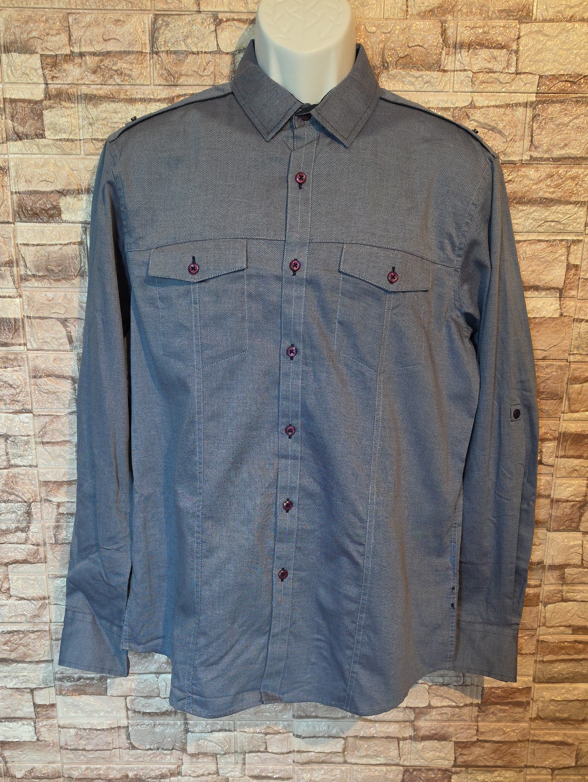 International Concepts Button Down Shirt Dark Blue Brand New